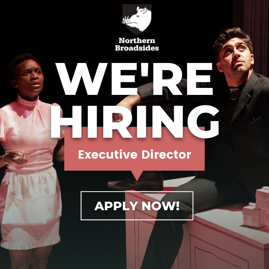 We're hiring an Executive Director! Could you help shape the future of Northern Broadsides? · Salary £40-£50k · Remote with 1-2 days per week in #Halifax · Full time (40 hours) We need your: CV, Application Form & Equality Form. Deadline: 19 Sep! 👉bit.ly/3PvZpCR