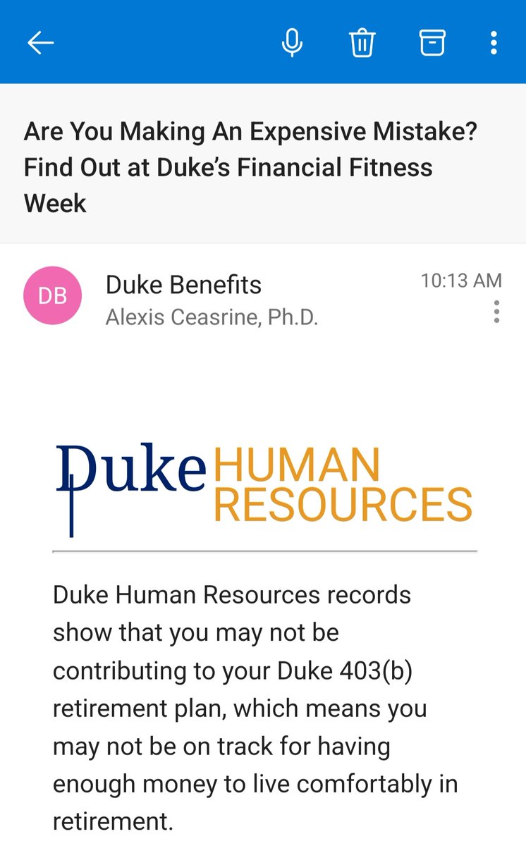 Yesterday, I got an email from @DukeU with the eye-catching subject line: 'Are you making an expensive mistake?'. I opened the email, and it got worse.