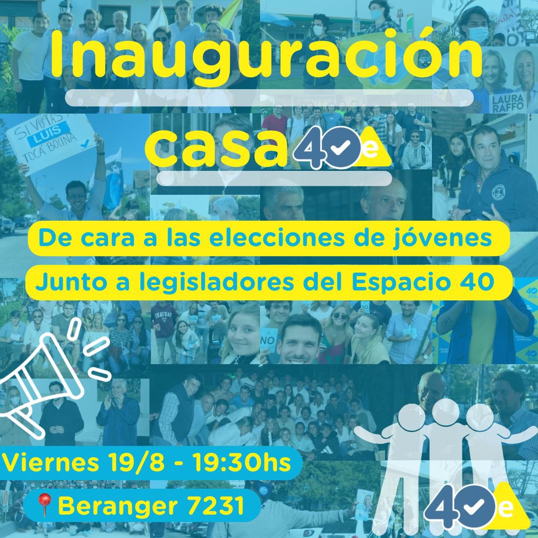 Hoy inauguramos #Casa40. Vamos a estar con toda la 4010 apoyando a mis amigos @jmartinb40 @fedeesenese @PedroASG_