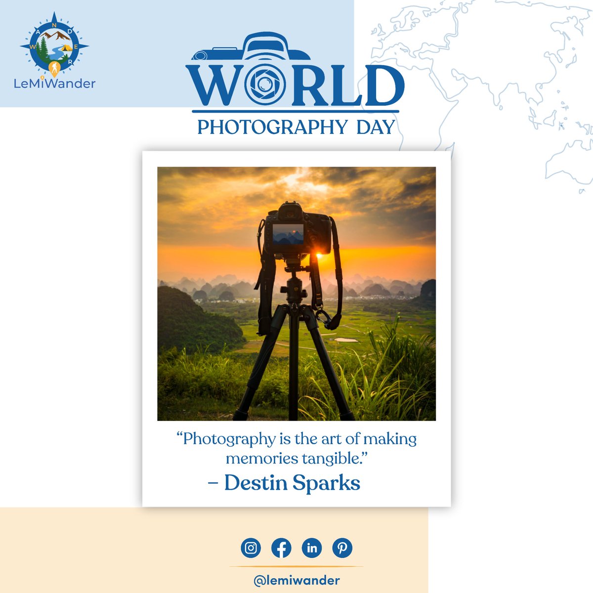 LeMiWander's tweet photo. Take a walk down memory lane by cherishing your best clicks this World Photography Day! Don't forget to participate in our contest on IG📸#lemiwander #newwaytotravel #wanderlust #travel #memories #explorer #worldphotographyday2022 #photography #travelphotography #surpriseyourself https://t.co/gLeW4dkyw6