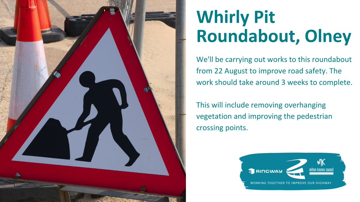 🦺🛠️ Road safety scheme: Whirly Pit Roundabout, Olney
There will be some local road closures in place as we carry out these works, more details are on our Highways pages under the Current Schemes section at: milton-keynes.gov.uk/highways/major…
@Ringway_MK <a href="/FireOlney/">Olney Fire Station</a>
