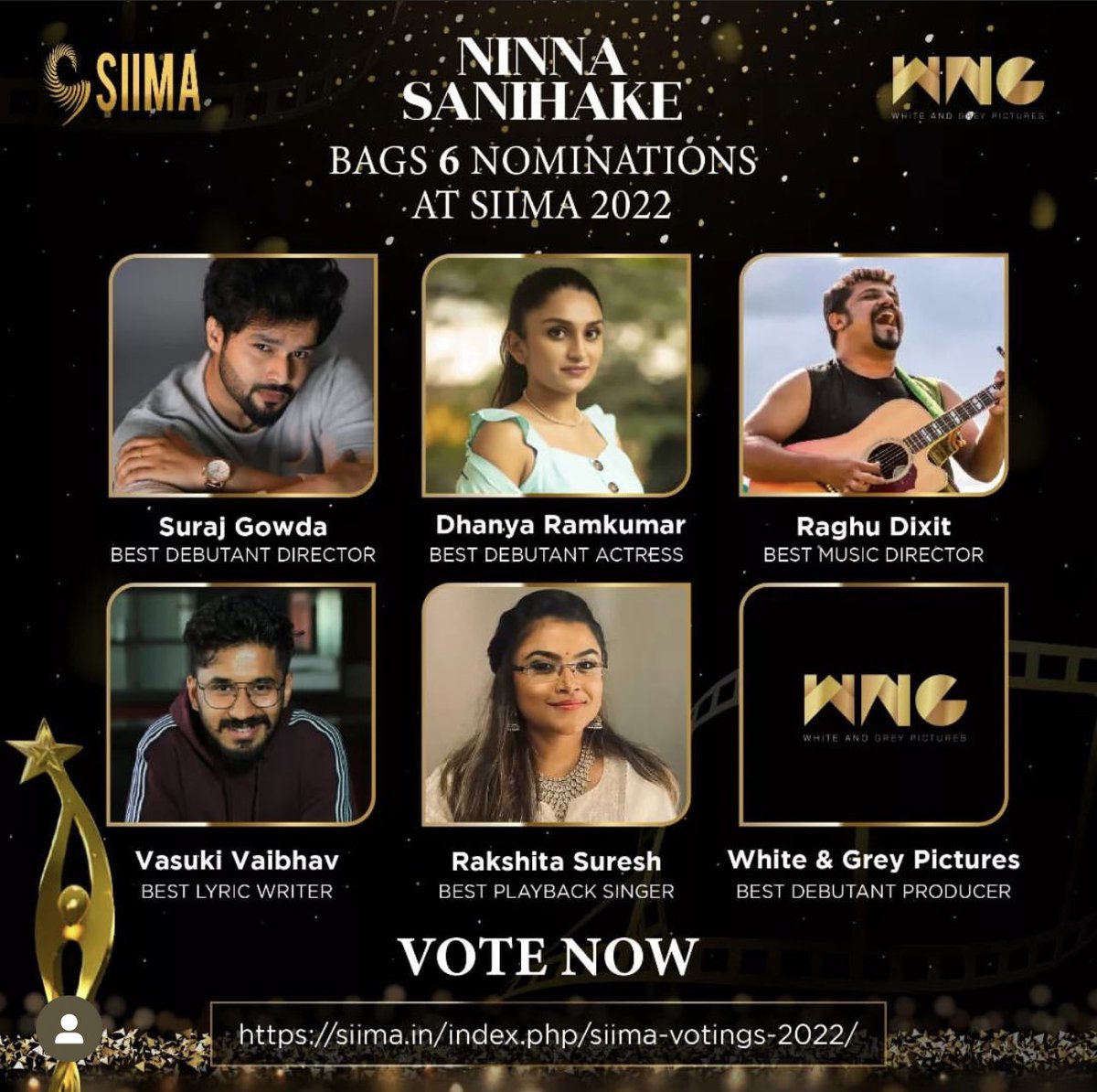 My heartfelt gratitude for all the love and appreciation I’ve received for my debut film @NinnaSanihake ❤️ my win is your win let’s do this! @NinnaSanihake has also been nominated in 5 other cats, everyone thats rooting for us, we are ever grateful🫶🏼 #SIIMA2022 #ninnasanihake