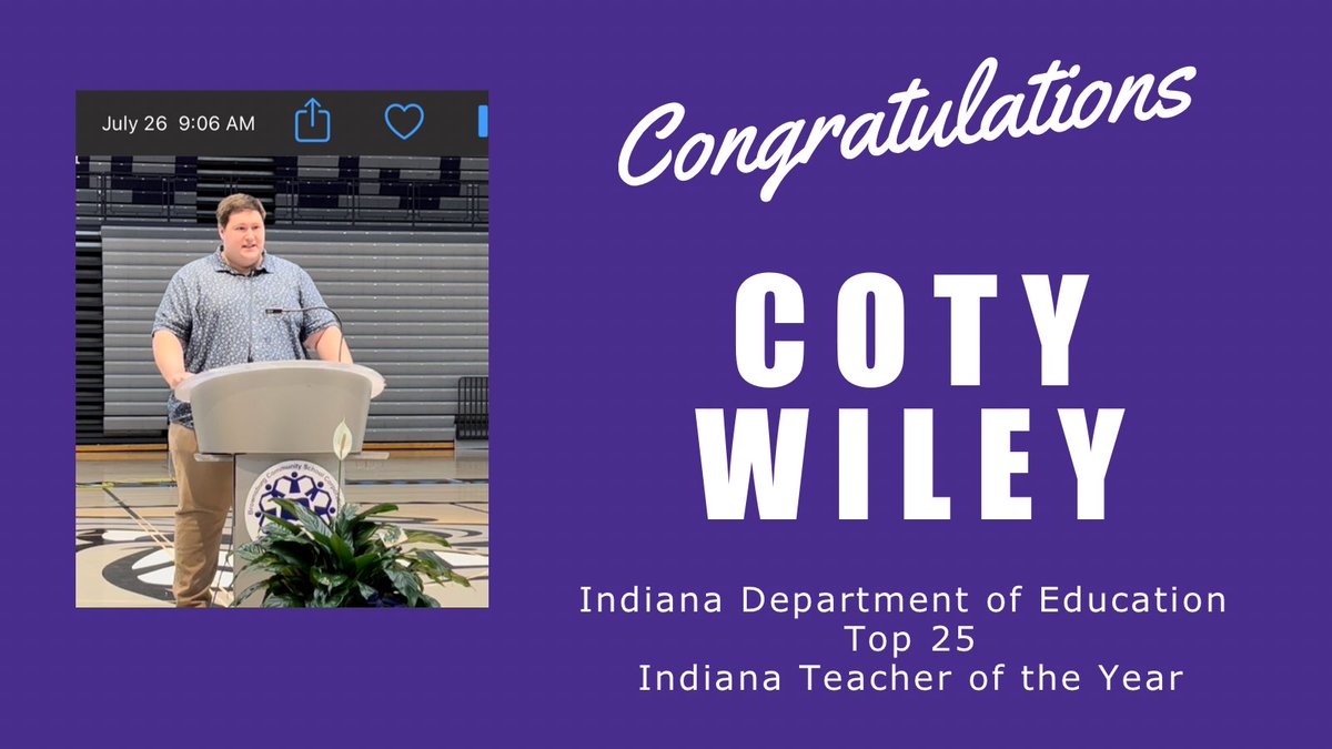 We’re #BulldogProud of Coty Wiley!  Mr.Wiley has been named part of the Top 25 for <a href="/EducateIN/">Indiana Department of Education (IDOE)</a> Indiana Teacher of the Year!