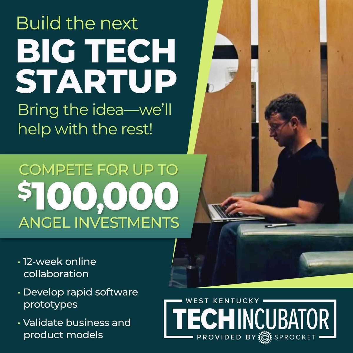 Ready to Build the next Big Tech Startup? 

You Bring the Idea, Problem, and Industry Expertise—They’ll Help You Develop the Software and Business!

Apply for the West Kentucky Tech Incubator provided by Sprocket by August 26th!  #mymky 

codefiworks.com/tech-incubator/