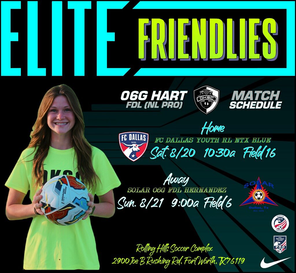 Super excited for the Elite Friendlies this weekend!

SCHEDULE CHANGE: Sat. 8/20 - 9:00am - Field 16