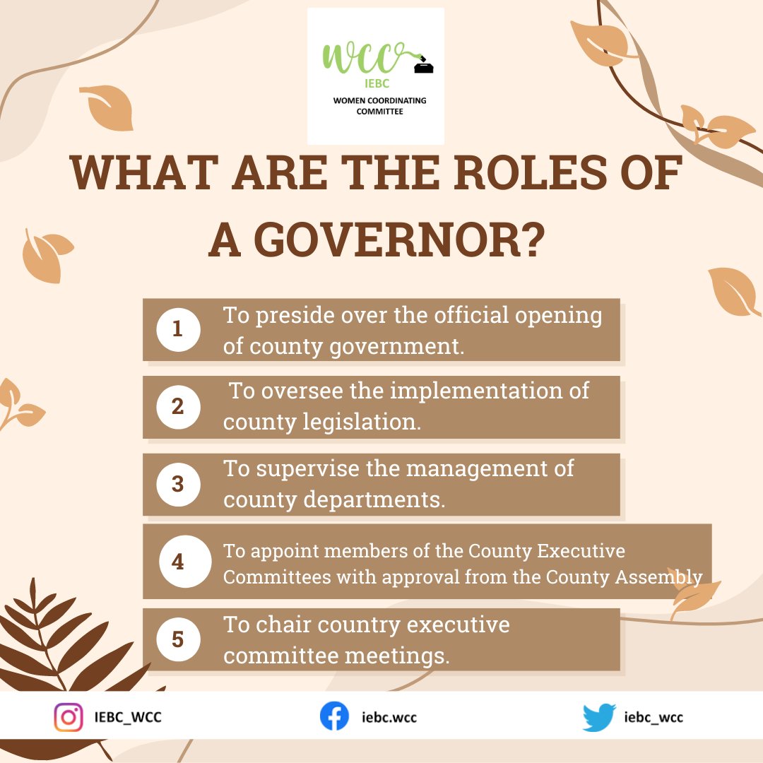 Are you familiar with the roles of a governor? #Elections2022 #ElectionsKE #KenyaDecides2022 #IEBCWCC2022 #IEBC #GE2022 #TusibleedNdioWalead