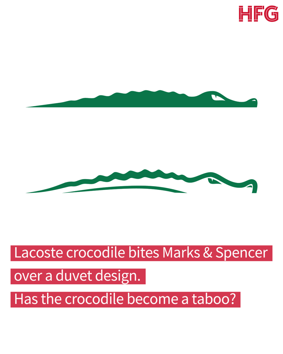 [IP Law] Lacoste Sues Marks &amp; Spencer for Use of Crocodile Signs shar.es/afqFmU 
M&amp;S has been accused of infringing the trademark rights of Lacoste by using a crocodile image similar to Lacoste’s distinctive crocodile logo on a range of clothing and homeware accessories.