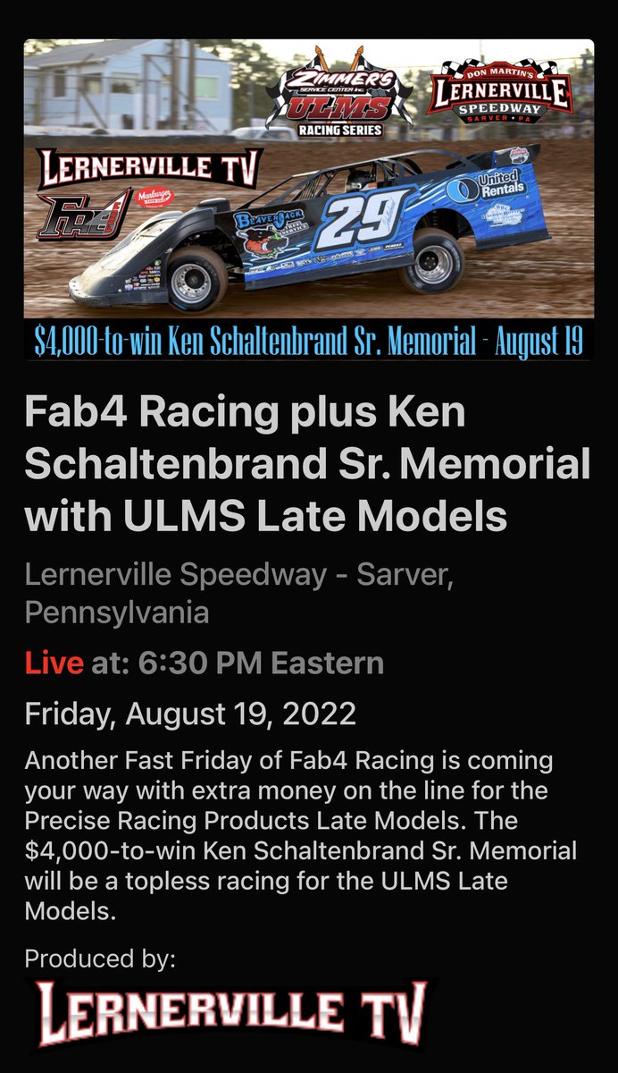 It’s raceday at <a href="/Lernerville/">Lernerville Speedway</a> 🏁🏁🏁