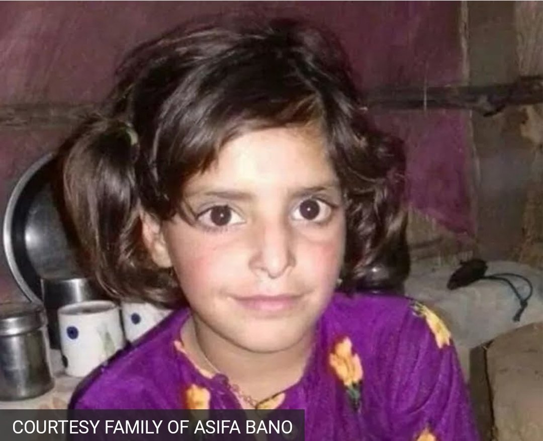 Dragonvibee's tweet photo. She's Asifa - a 7 y/o muslim nomadic shepherd from kashmir who was abducted, gang-rped, killed, &amp; buried in premises of a hindu temple. 

Her sexual organs were mutilated, her legs were broken, her nails had turned black and her chest blue.

+ https://t.co/HgCN7FiaPn