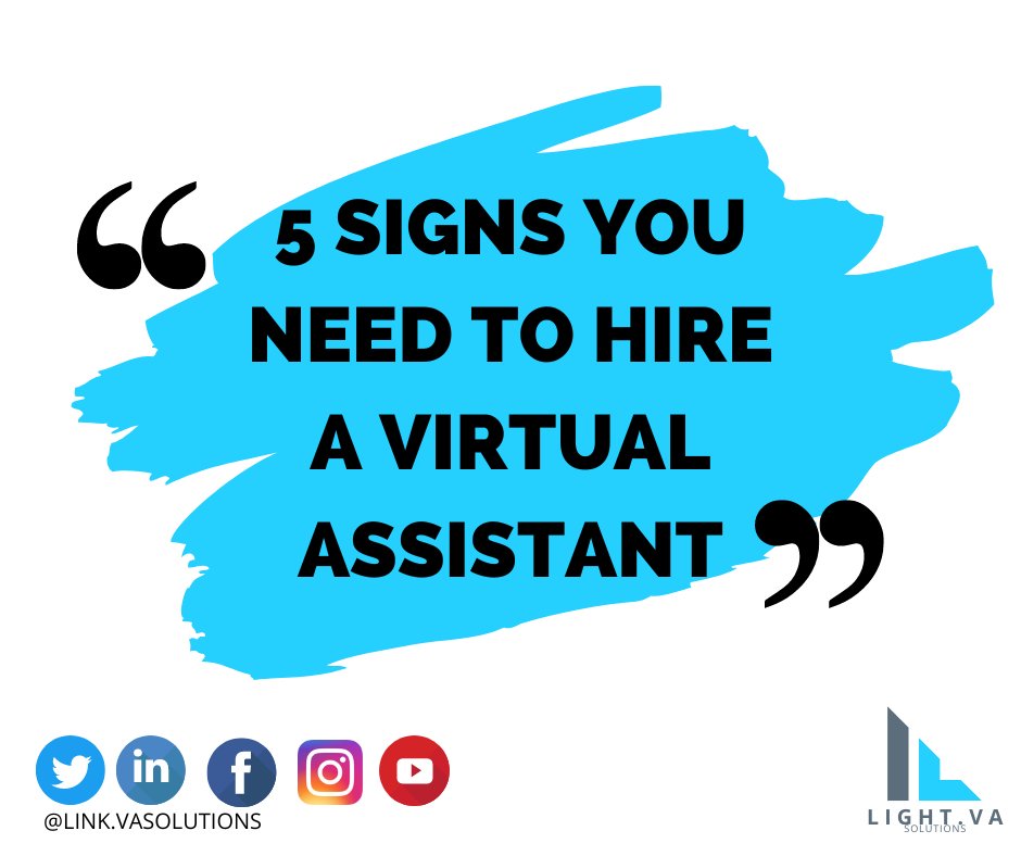 LinkVasolutions's tweet image. &quot;💻👨‍💼Signs that you need a Virtual Assistant

These are some signs that you need to hire 
a Virtual Assistant.

👩‍💻You are overwhelmed
👩‍💻Struggling to manage schedules
👩‍💻Business is slowing down
👩‍💻Schedules are not organized
👩‍💻You are burnt out &quot;