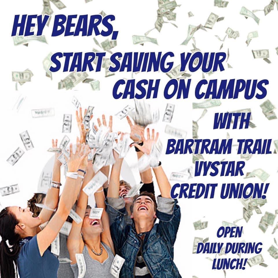 BT’s goal is to educate students in all areas. Encourage your student to develop money skills by opening a NO FEE account at the BT credit union; open daily during 4th period. Students need $5 deposit,  SS#, and picture ID to open an account #bths
