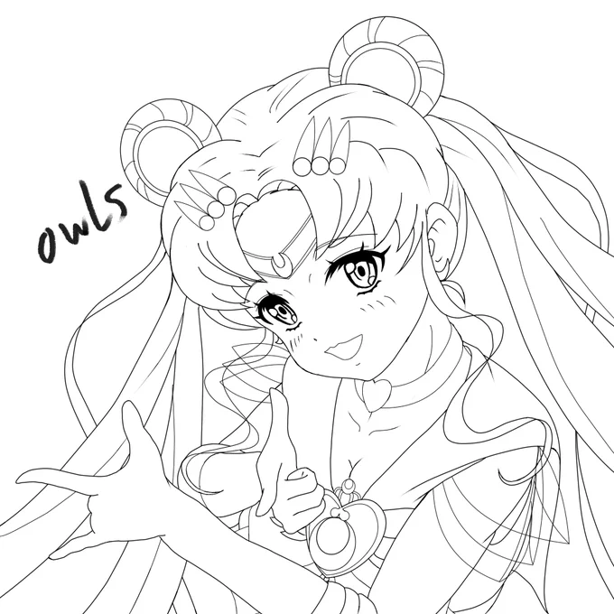 セーラームーン、うさぎの線画はこんな感じで。  今度はちゃんと描きました。  次は塗り塗りしていきます。  #イラスト #みんなで楽しむTwitter展覧会  #ニジイラ  #セーラームーン