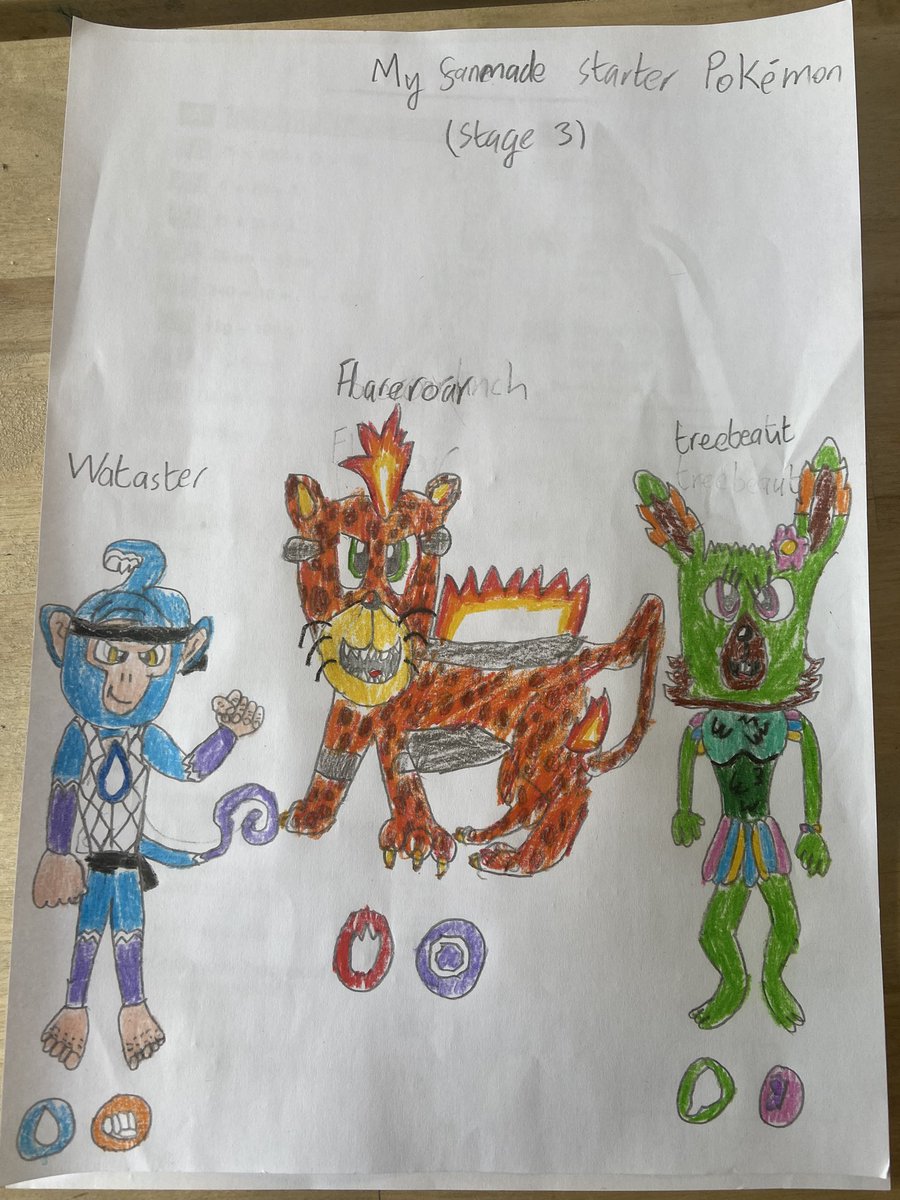 MichelleOKane3's tweet photo. @Pokemon my 9 year old son’s Pokémon creations! https://t.co/B5aSTLCZKs