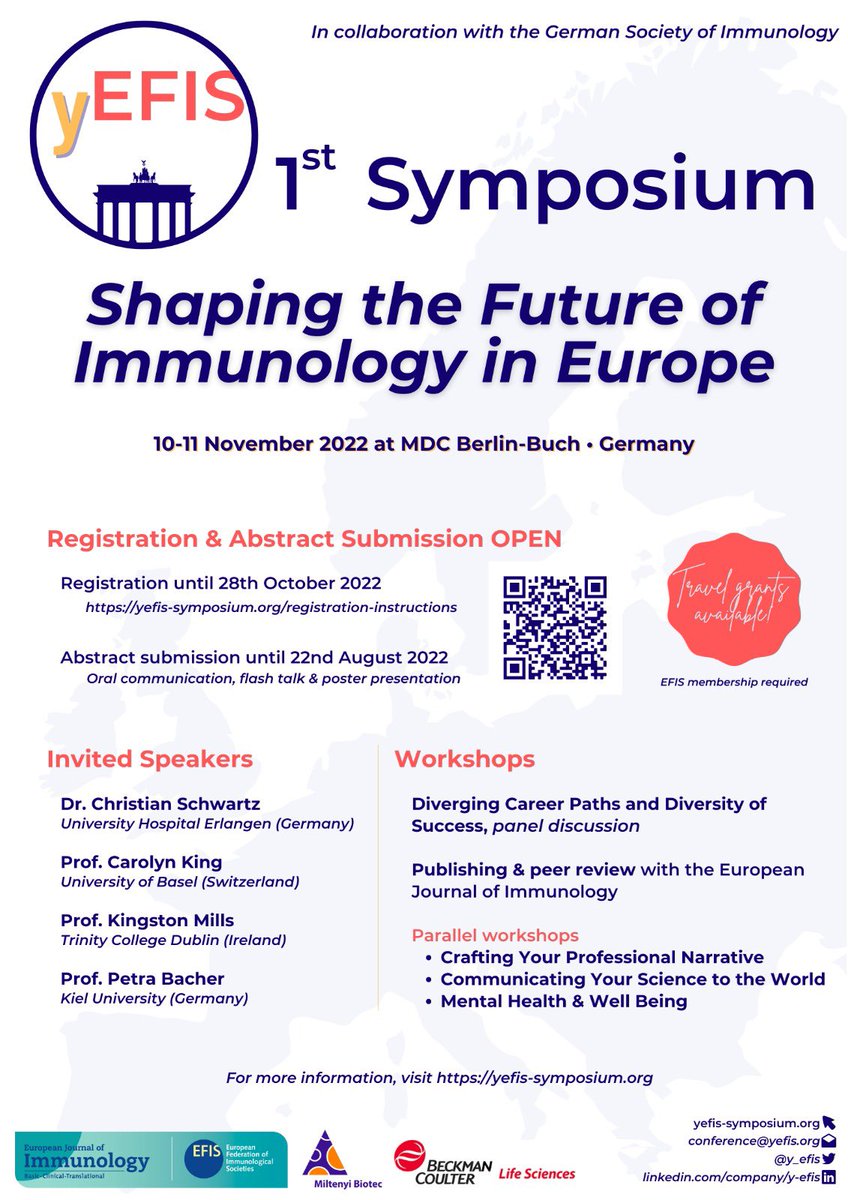 NImmunologists's tweet photo. Lat chance to submit your abstract to the very 1st young European Federation of immunology @y_efis symposium in Berlin!
Please RT 😊 https://t.co/U11oN32ZTY