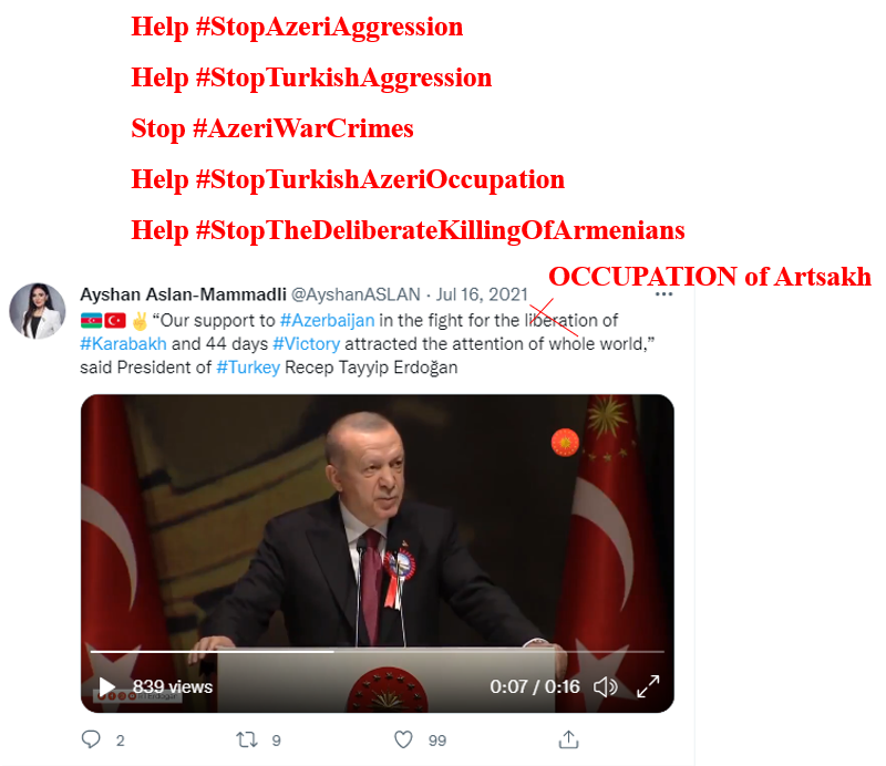 LaNelle64989432's tweet photo. Your support to #GenocidalAzerbaijan in the fight for the cruel &amp; brutal OCCUPATION of historical Armenian lands affirmed the #GenocidalCampaign of extermination against the Armenian people. #KillDenyRepeat-Turkey's cycle of genocide.
#ArmenianGenocideEducationAct https://t.co/5gvz5tS93d