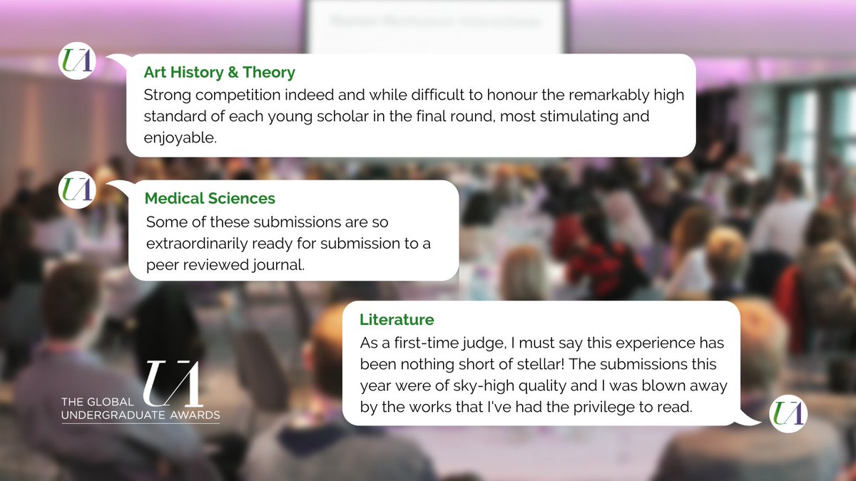The Global Undergraduate Awards (@undergradaward) on Twitter photo The Judging Process of The Global Undergraduate Awards 2022 Programme has almost reached its final stage! 🏅
Here's what our judges are saying about this year's competing entries.💬
#AwardYourWork  #undergraduateresearch The Judging Process of The Global Undergraduate Awards 2022 Programme has almost reached its final stage! 🏅
Here's what our judges are saying about this year's competing entries.💬
#AwardYourWork  #undergraduateresearch