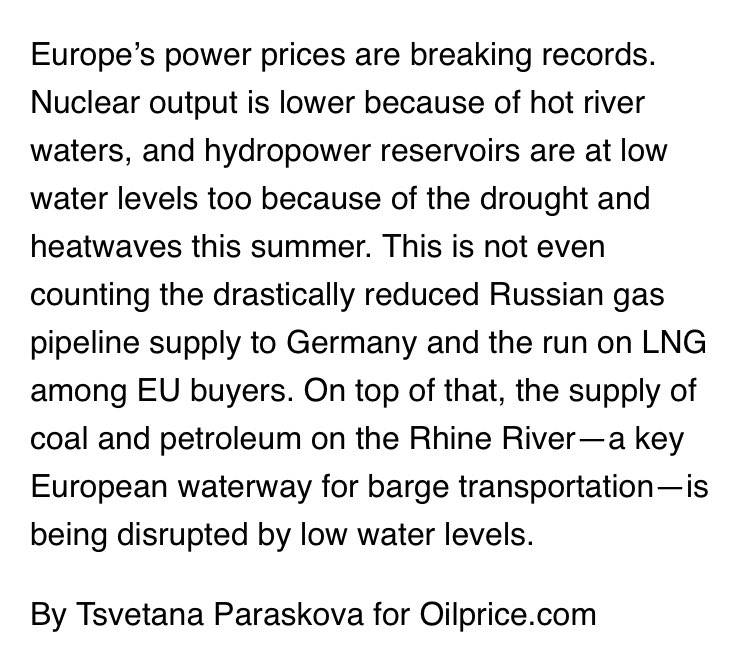 #climatechange impacting energy cost and supply.