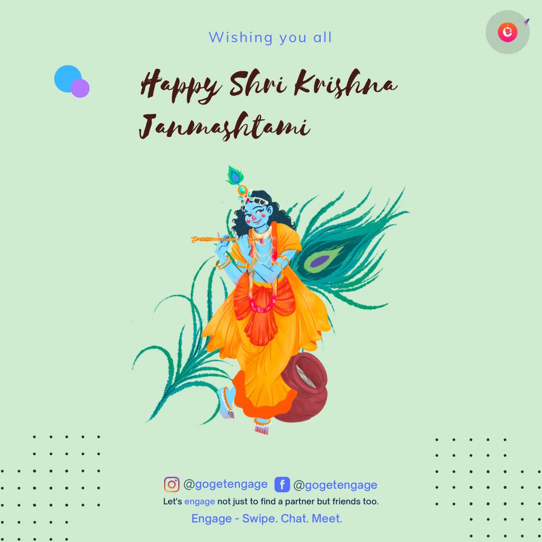 gogetengage's tweet photo. Happy Shree Krishna Janmashtami
#janmashtami #janmashtamispecial
#janmastami #festival #indianfestival #krishna #krishnalove #business #getengage #gogetengage #india #dating #meetup #hangout #buddy #bff https://t.co/XwUAPN0p7h