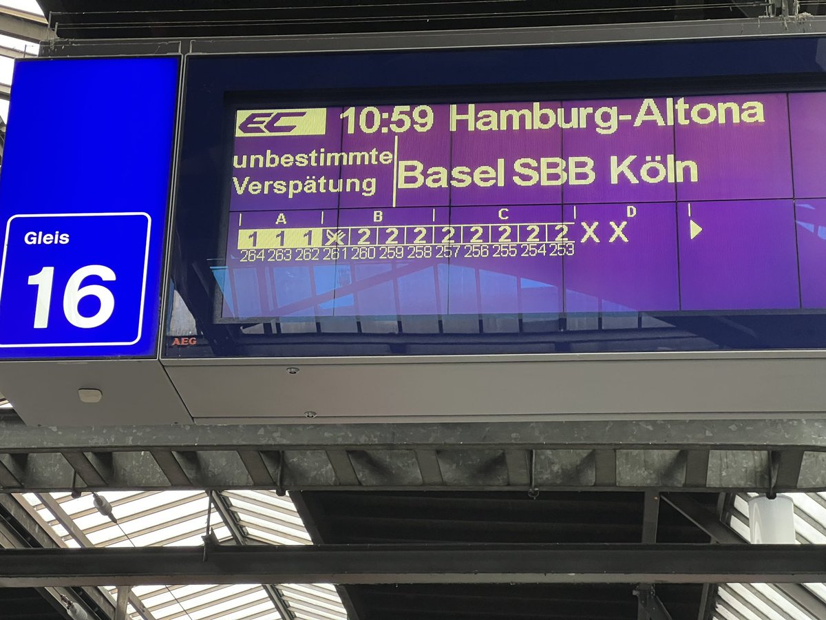 AndreasAtETH's tweet photo. Hmmm … odd start to my long weekend trip to #Germany by train.
You would not expect the delays to start in #Switzerland with the SBB @RailService @sbbnews. 
I thought this was left to the @DB_Bahn @DB_Presse. 
Let’s see how we will do along the journey. https://t.co/zm8f4heBHT