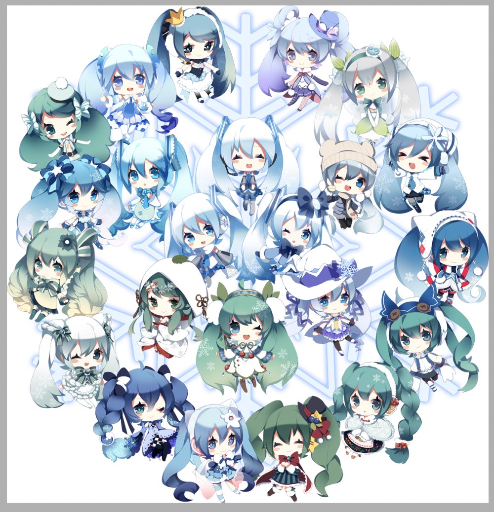 初音ミク ,雪ミク 「これもう7年前の絵?! 」|梨伊荼(休止)❄️候補全員応援！のイラスト