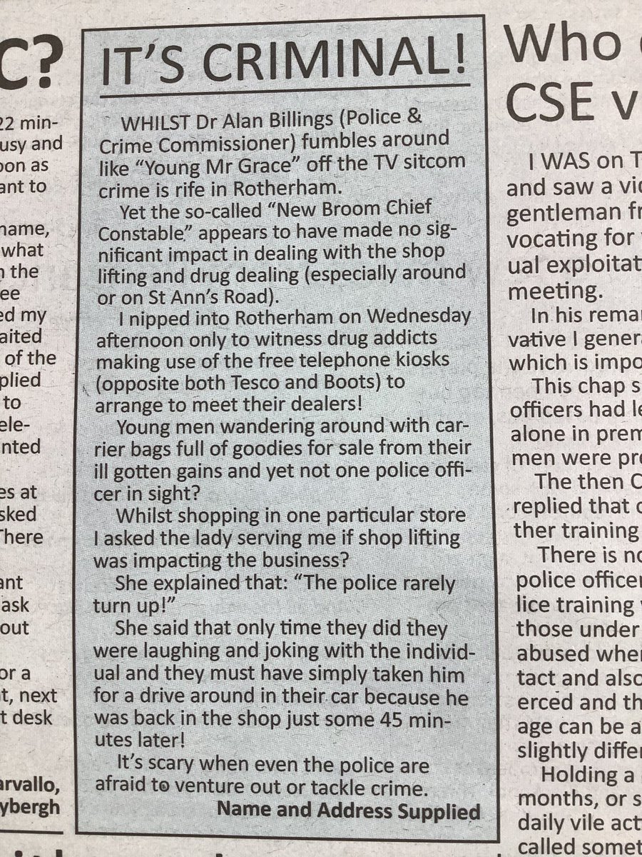 kwilliam111's tweet photo. I was told not to report this street but now it is in my local Rotherham newspaper. We have been reporting this area for about 20 years now. Police, Rotherham MPs and councillors were told many times https://t.co/9h58aANcp5
