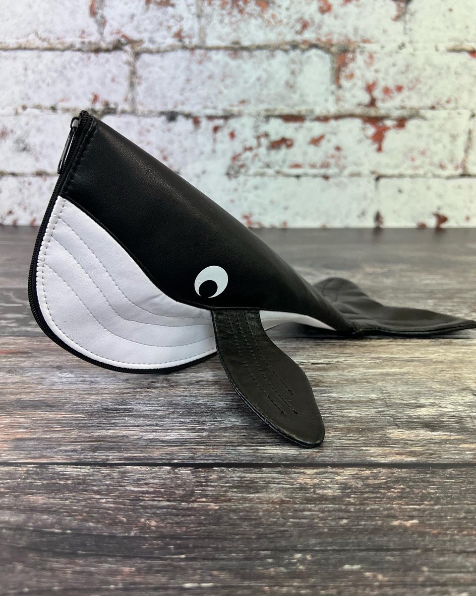 AHTextileArt's tweet photo. Hot off the sewing machine is this #whale  pencil case! Well it can be used as a glasses case as well  or really anything you can think of! 🤣Made from black and white faux leather, red wipe clean lining and a black zip. Coming soon to my #etsyshop #mhhsbd #UKMakers https://t.co/OvVpL7CP2H
