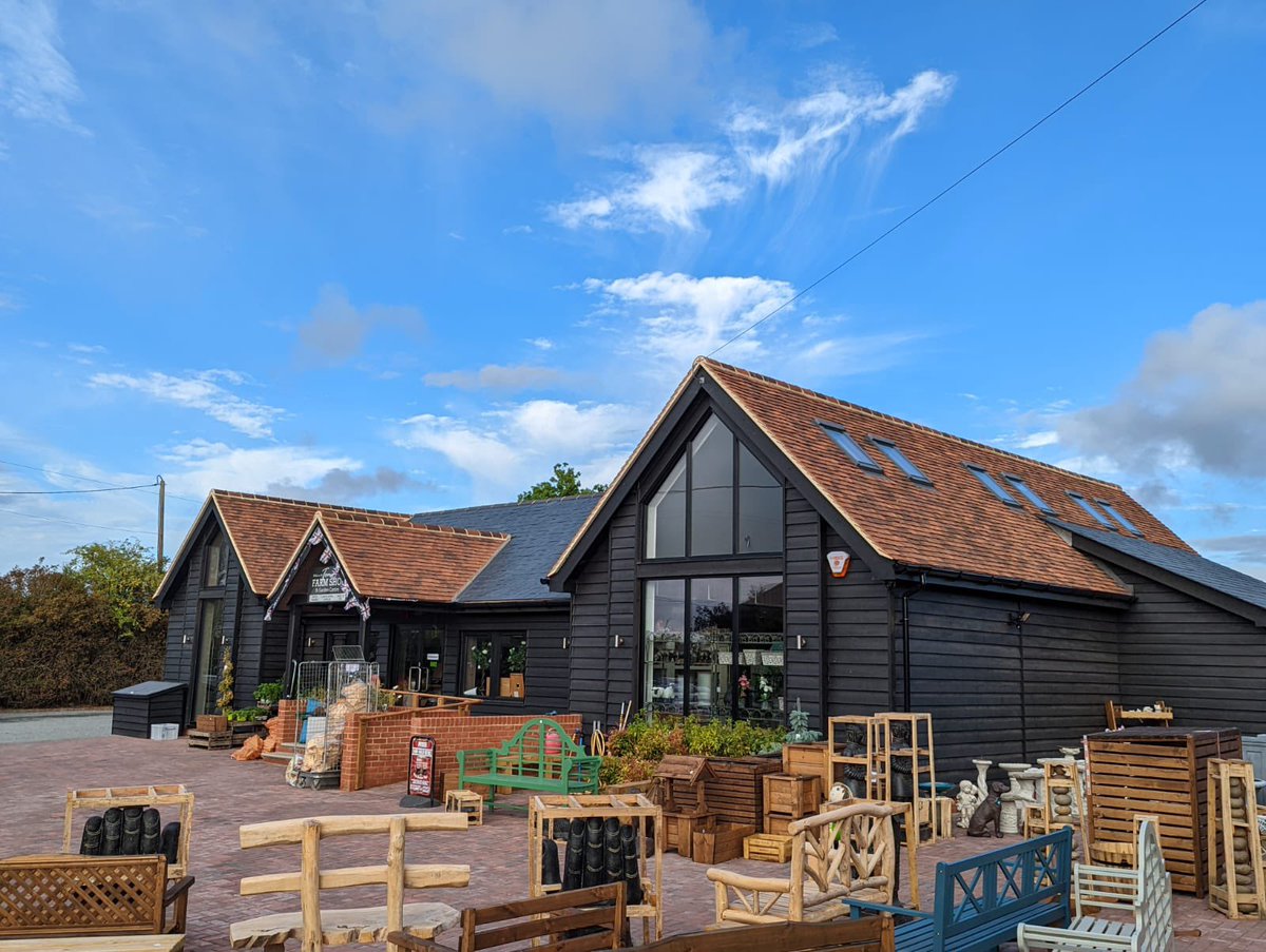 Our Woburn Lavenham handmade tiles are shown beautifully on Toms farm shop in Tiptree, Essex. #clayrooftiles #handmade #lifestiles #woburn