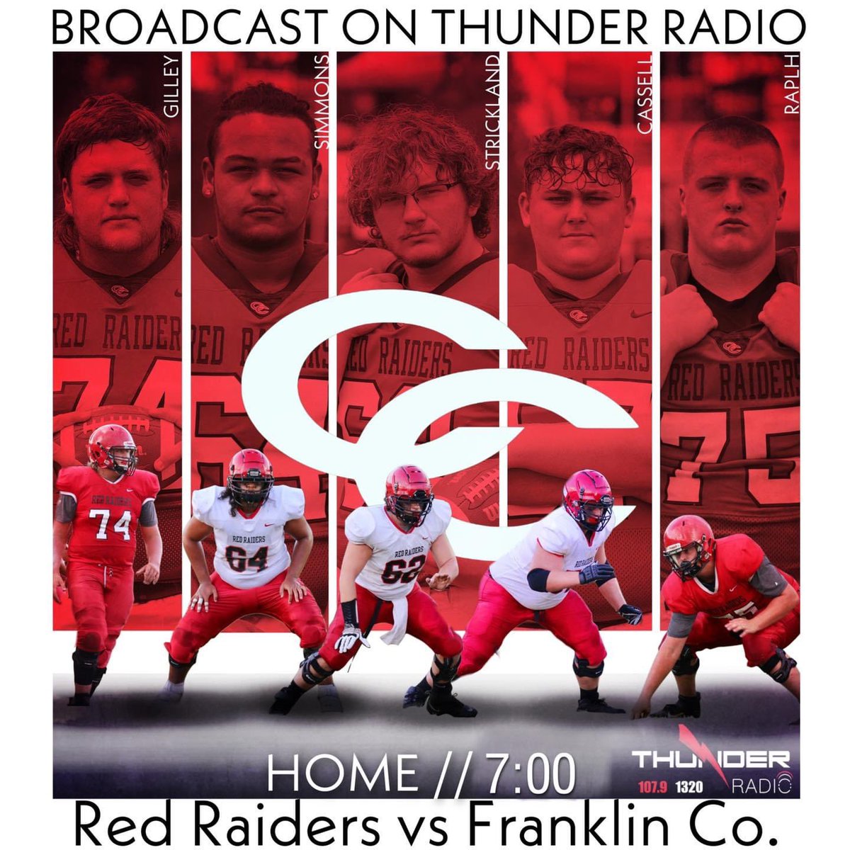 🚨 🏈 GAMEDAY 🏈 🚨 100 years of @CCCRaidersFB kicks off tonight! 🆚 Franklin Co ⌚️ 7pm 📍 865 McMinnville Hwy 🏟 Carden-Jarrell 📻 🎧 Friday Night Thunder Pregame starts at 6! 107.9FM | 1320AM | 106.7FM 📱 🎧 Manchester Go App 🖥 🎧 thunder1320.com