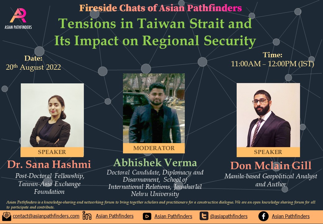 AsiaPathfinders's tweet photo. "Where does the world amid the ongoing China - Taiwan Tensions?" Check overview by @SamikshaDas12. For in-depth view, join tomorrow with @sanahashmi1  @DonMcLainGill &amp; Abhishek Verma on "Tensions in Taiwan Strait and Its Impact on Regional Security." 
🔗https://t.co/eEqHlwuDDA https://t.co/DkLaXVV1tU