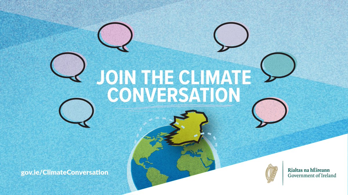 DeptCEE's tweet image. This year’s #ClimateConversation is underway! 🌍🍃

Give us your views in a range of different areas, and help us create a sustainable future for Ireland. 

climateconversations.citizenspace.com/decc/climate-c…