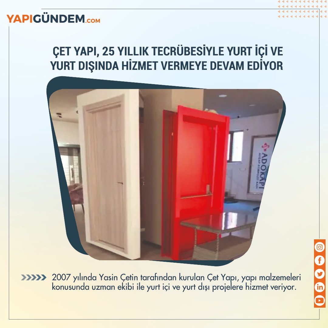 yapigundemcom's tweet image. Çet Yapı, 25 Yıllık Tecrübesiyle Yurt İçi ve Yurt Dışında Hizmet Vermeye Devam Ediyor

Haberin devamını okumak için linke tıkla
yapigundem.com/cet-yapi-25-yi…

#yapigundem #inşaatşirketleri #sanalşantiye #devamedeninşaatlar #çetyapı #adokapı #odakapısı #door #kapı #yapımalzemeleri