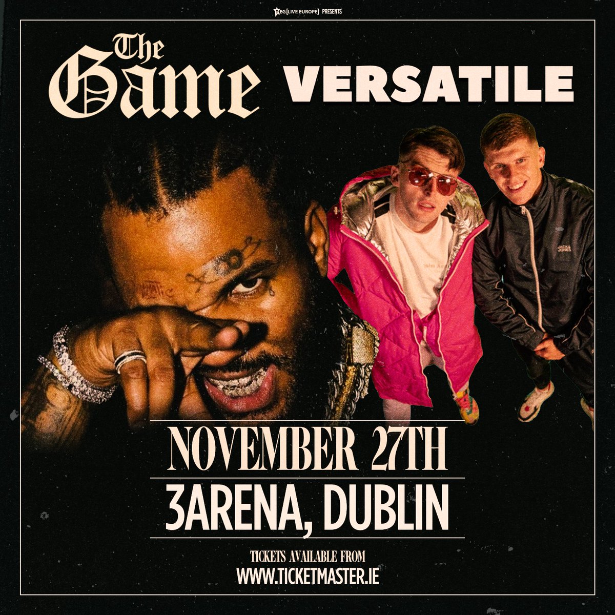 PRESALE LIVE | Presale tickets for The Game's 'DRILLMATIC' UK and Ireland tour are now available to buy! Secure your tickets now to see The Game in Belfast, and The Game + Versatile's HUGE co-headline at 3Arena, Dublin: bit.ly/TheGamePreSale…