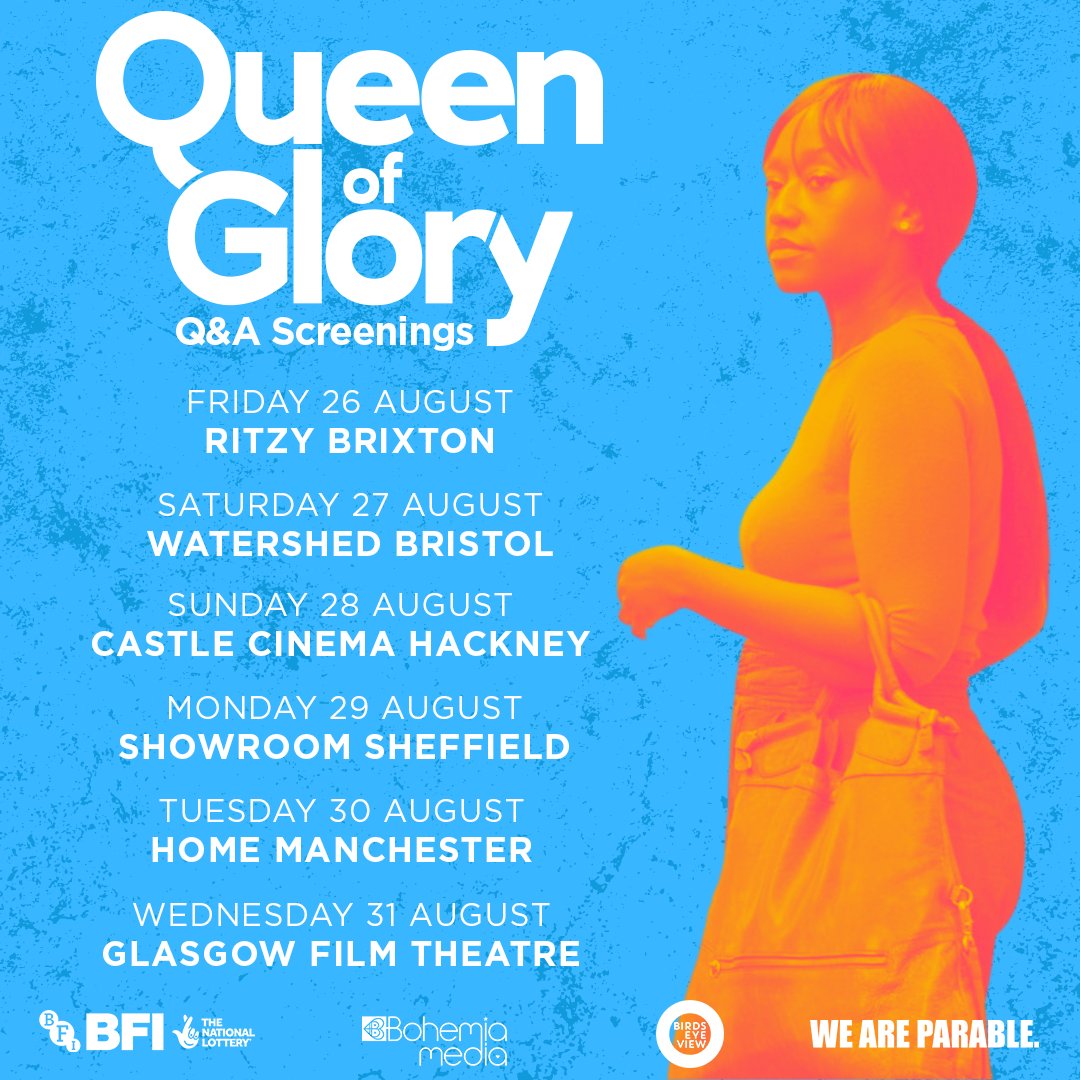 QueenOfGloryFilm (@queenofglory22) on Twitter photo 🚨 Sound the alarm, it's ONE WEEK TO GO until #QueenOfGlory hits UK screens
We’re kicking off the release week with a Q&A tour where you can catch writer-director & lead actor @itsnanamensah in conversation along with producers <a href="/krobhix/">KRH</a>, <a href="/baffakoto/">baff akoto</a> and <a href="/jamundane/">Jamund Washington</a> (hosts TBC) 🚨 Sound the alarm, it's ONE WEEK TO GO until #QueenOfGlory hits UK screens
We’re kicking off the release week with a Q&A tour where you can catch writer-director & lead actor @itsnanamensah in conversation along with producers <a href="/krobhix/">KRH</a>, <a href="/baffakoto/">baff akoto</a> and <a href="/jamundane/">Jamund Washington</a> (hosts TBC)
