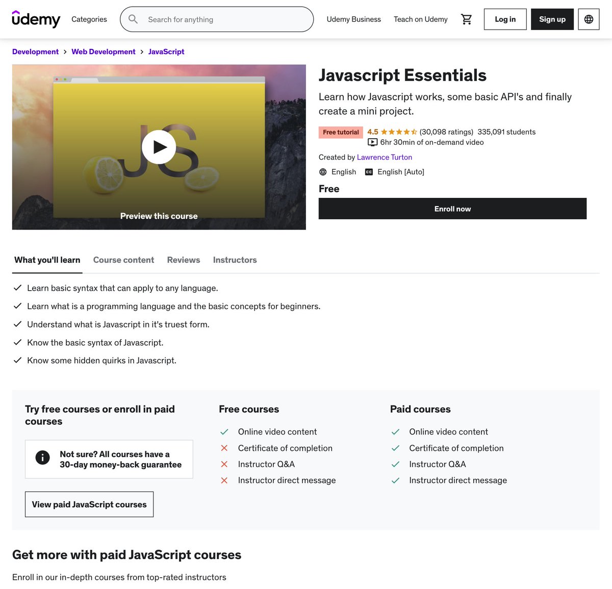 📌 Top 7 FREE Udemy Courses For Programmers to Learn JavaScript 🧵👇 ...
