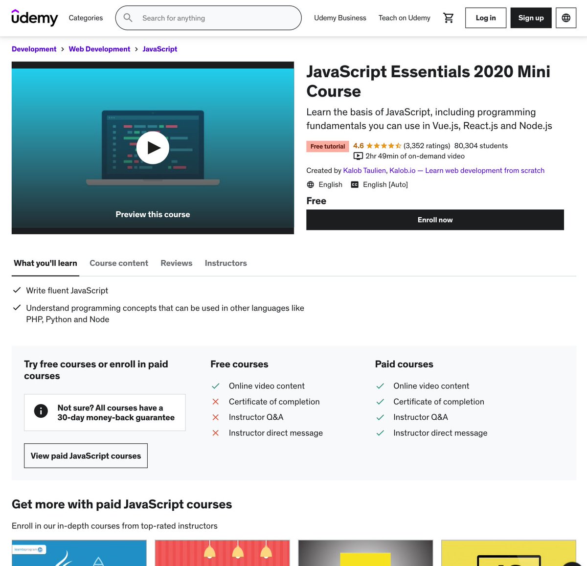 📌 Top 7 FREE Udemy Courses For Programmers to Learn JavaScript 🧵👇 ...