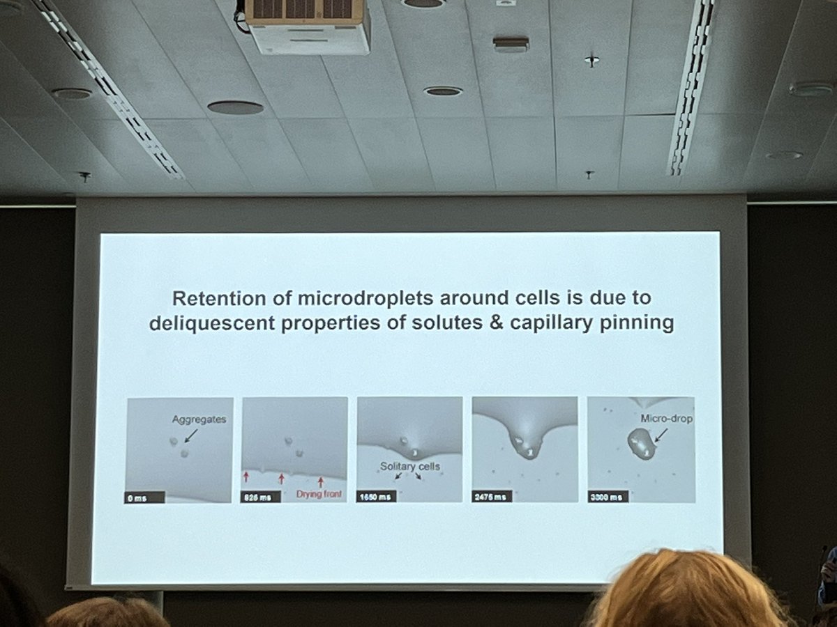 LanLiW's tweet photo. Enjoyed the microscale and biophysical interactions in microbial ecosystems morning session very much today! How confining different bacteria in a liquid droplets affect its HGT, how using cryo-EM for the study of bacterial interaction in an ecosystem! https://t.co/fwsytW4vat