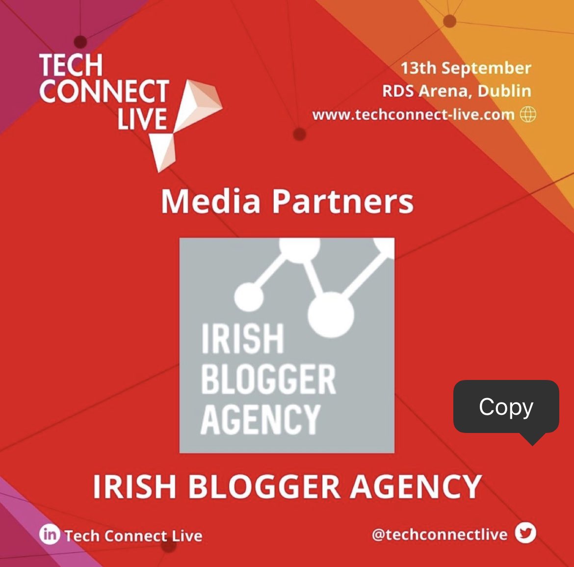 Irish Blogger Agency (@bloggeragentirl) on Twitter photo Announcement 📢 Irish Blogger Agency is onboard as Media Partner for this years <a href="/techconnectlive/">Tech Connect Live</a> taking place on the 13th September 2022 in RDS Arena, Dublin.
Register for Free www.tech connect-live.com #TechConnectLive #TechConnectIRL Announcement 📢 Irish Blogger Agency is onboard as Media Partner for this years <a href="/techconnectlive/">Tech Connect Live</a> taking place on the 13th September 2022 in RDS Arena, Dublin.
Register for Free www.tech connect-live.com #TechConnectLive #TechConnectIRL