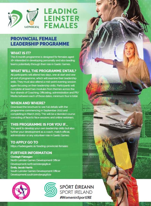 Are you? ✅18 or older? ✅Interested in personal development? ✅Interested in leading teams? If so, apply now for our 'Leading Provincial Females' programme! More info 👉 bit.ly/3in1TGC Apply 👉 bit.ly/3AjKcj1 Closes Wed Aug 31 @meathladiesMLGF @LouthLGFA