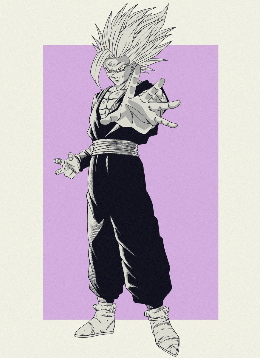 1boy male focus solo super saiyan spiked hair full body monochrome  illustration images