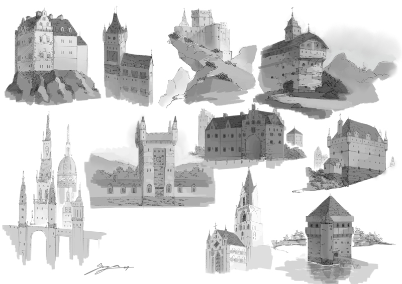 monochrome greyscale no humans scenery castle building cloud  illustration images