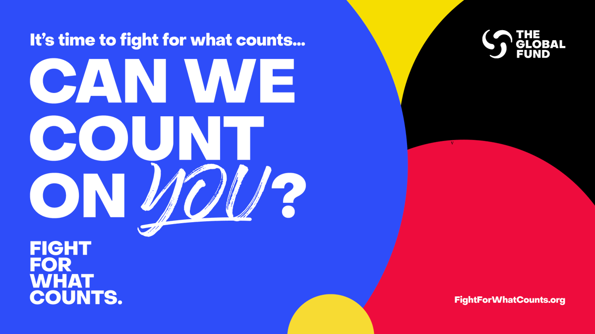 GlobalFund's tweet photo. This year, @GlobalFund is calling on the world to mobilize at least $18 billion to save 20 million more lives from HIV, tuberculosis and malaria. We need your help!

Sign the #FightForWhatCounts petition and tell the world “Count me in!” 

https://t.co/OQuDwHRLZ1 https://t.co/fSaPYEQ2BW