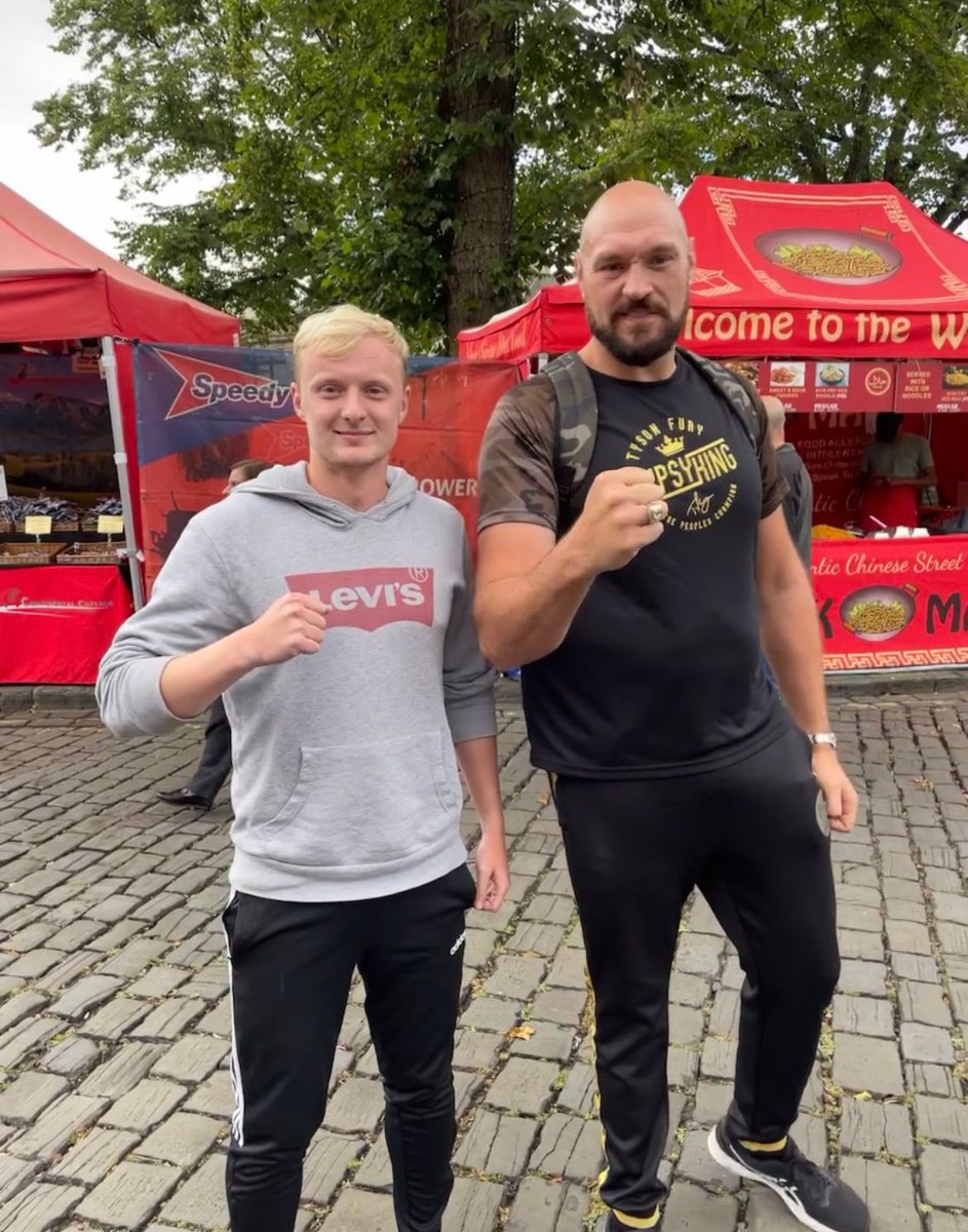 We have all the great sportsmen on our Markets, #TysonFury visiting our market in Dalton Square #Lancaster today we are open till 5 pm and then 10 -5 Saturday and 10-4 Sunday