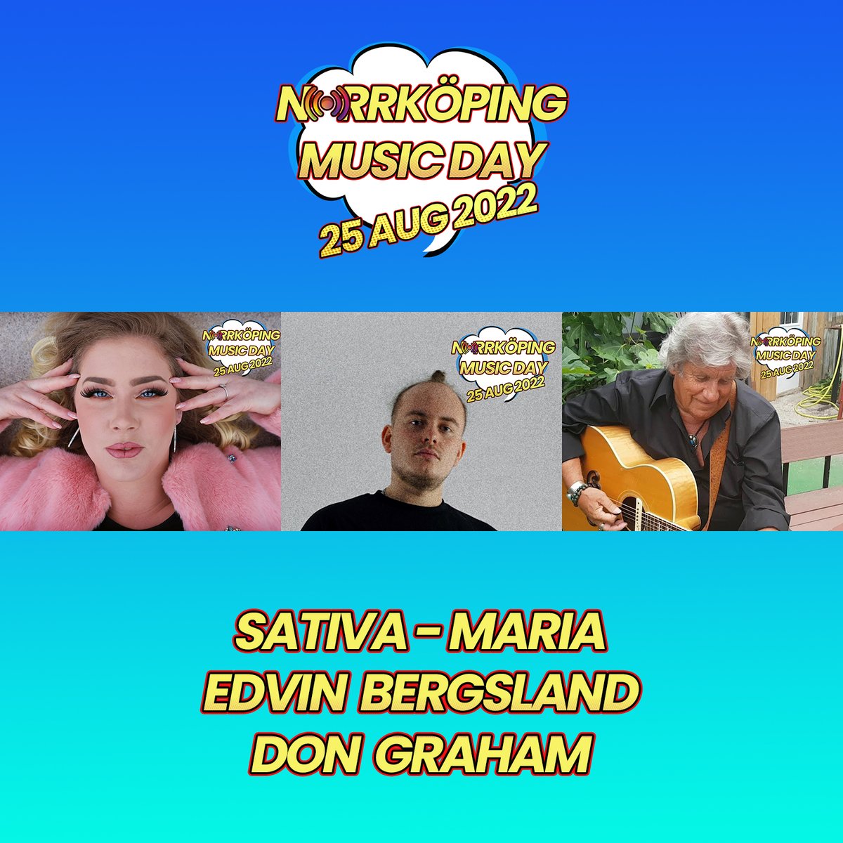 Norrköping Music Day reveals the artist that plays on 2022 edition. Welcome to see Edvin Bergsland, Don Graham and Sativa-Maria 25 of august. Free entrance. Schedule on Future Echoes homepage. #norrköping #norrköpingmusicday #futureechoes