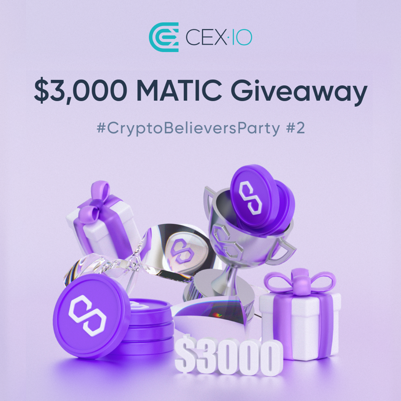 cex_io's tweet photo. 🎁 Get ready for another giveaway! We are giving away $3,000 worth of $MATIC for the 2nd round of our #CryptoBelieversParty series 🪩🎁

Join and earn a chance to win up to $500 in MATIC! Act fast, this promo ends on September 2  👉  https://t.co/WXs9jHyHkD

@0xPolygon