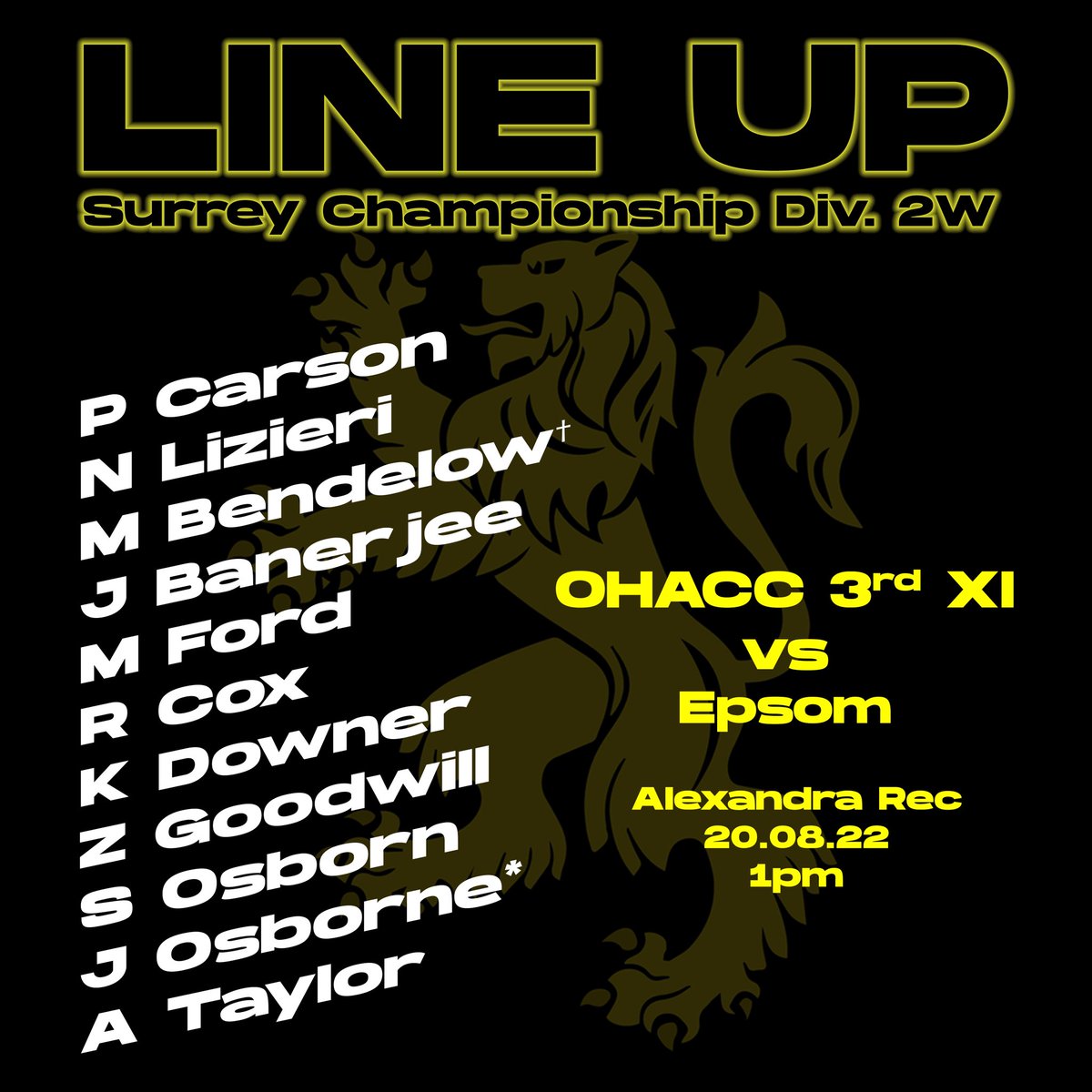 ohacricket's tweet photo. 🏏 @SurreyChamp GW16 Preview 🏏
1s @boecricketclub A
2s @SMCricketClub H
3s @EpsomCricket A
4s @KingstonianCC H
5s @WOTcricket A
It’s tight, tight at the top!
#Enjoy #Compete #TryToWin
🦁 🔥 https://t.co/RMnFgKXi0H
