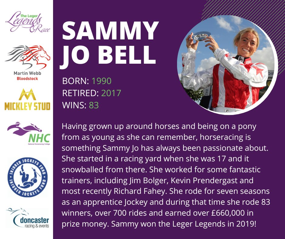 📢 Jockey Announcement 📢
We're very pleased to announce that 2019 #LegerLegends Race winner <a href="/SamanthaBell23/">SammyJo Bell</a> will ride in the 2022 Ubettabelieveit Leger Legends Race on Wednesday 7th September at <a href="/DoncasterRaces/">Doncaster Racecourse</a> 🤩 

<a href="/MickleyStud/">Mickley Stud</a> | <a href="/The_NHC/">National Horseracing College</a> | <a href="/JBHse/">IJF Jack Berry House</a>