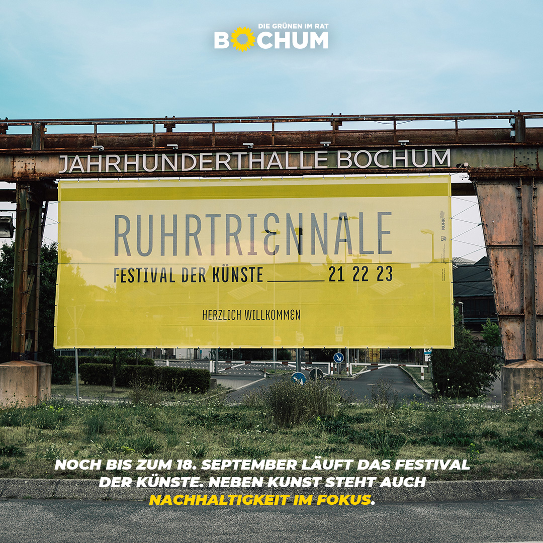 gruenebochum's tweet photo. Die @ruhrtriennale läuft noch bis zum 18. September. Das Festival der Künste ist aber nicht nur eine der wichtigsten #Veranstaltungen unserer Stadt, sondern bemüht sich transparent und selbstkritisch um #Nachhaltigkeit. Sehr lesenswert: https://t.co/Ftl9JkotE7 #Bochum https://t.co/Awd52s0AKV