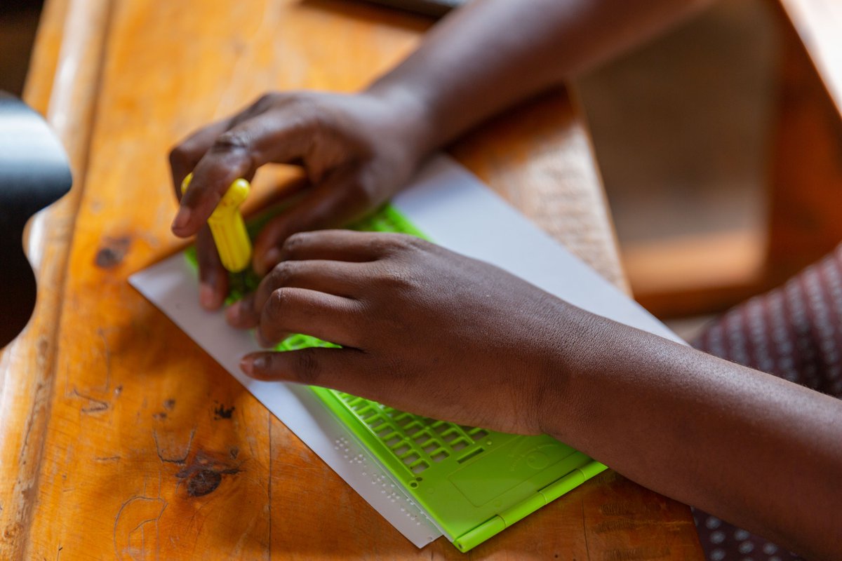 UKB_Activity's tweet photo. Today is #WorldPhotographyDay - and a #picture they say, is worth a thousand words. In this photo, a youth with visual impairment learns to use braille to read and write under @UKB_Activity. @RUBRwanda @uphls @NUDOR_Rw @USAIDRwanda #Disability #inclusion #learninganddevelopment https://t.co/seslFQSshx