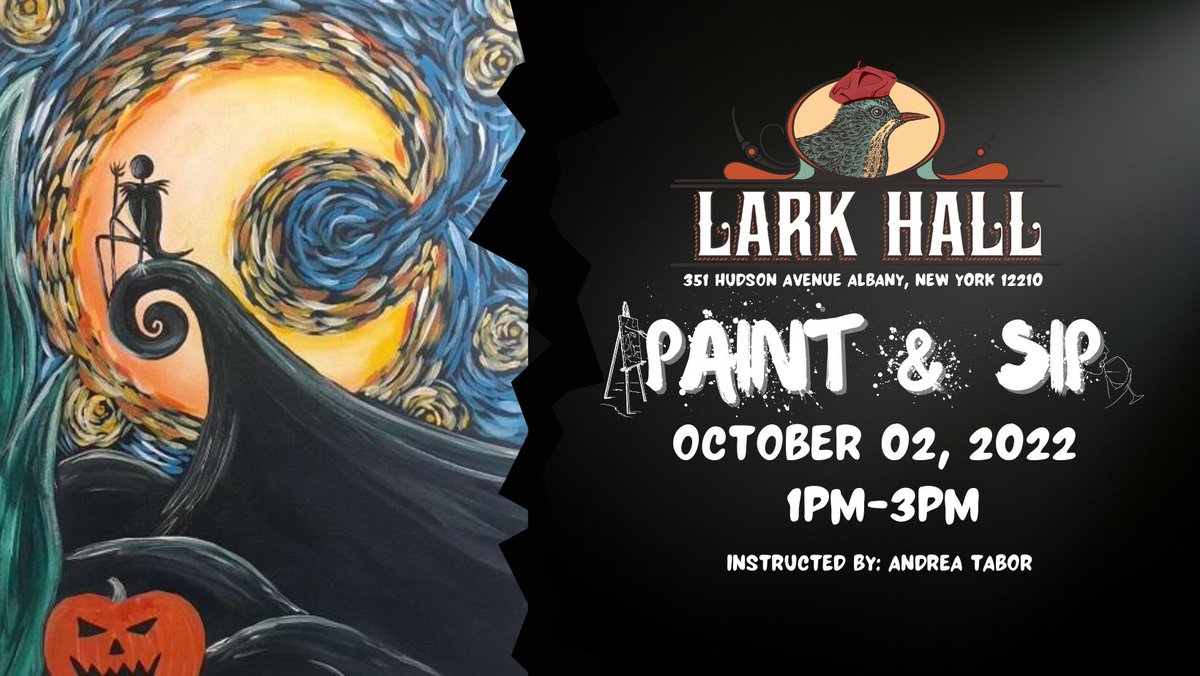 Our first Paint and Sip will be on October 2nd! 

Space is limited for these events! 

Check out the link below for more info and to purchase tickets.

eventbrite.com/e/lark-hall-pr…

#larkhall #larkhallalbany #albanyny #paintandsip