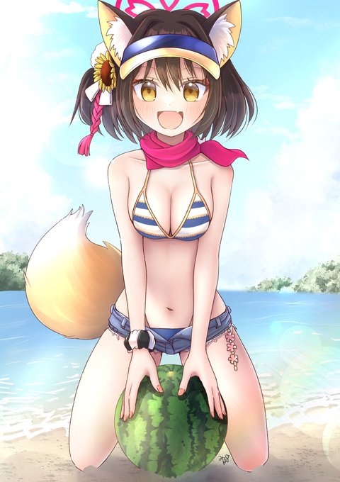 「スイカ割りやりましょう!主殿!」
#ブルアカ 